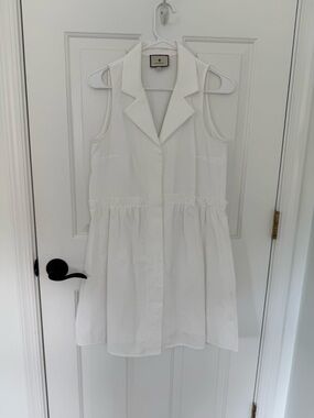 Tuckernuck Sleeveless White Collared Dress